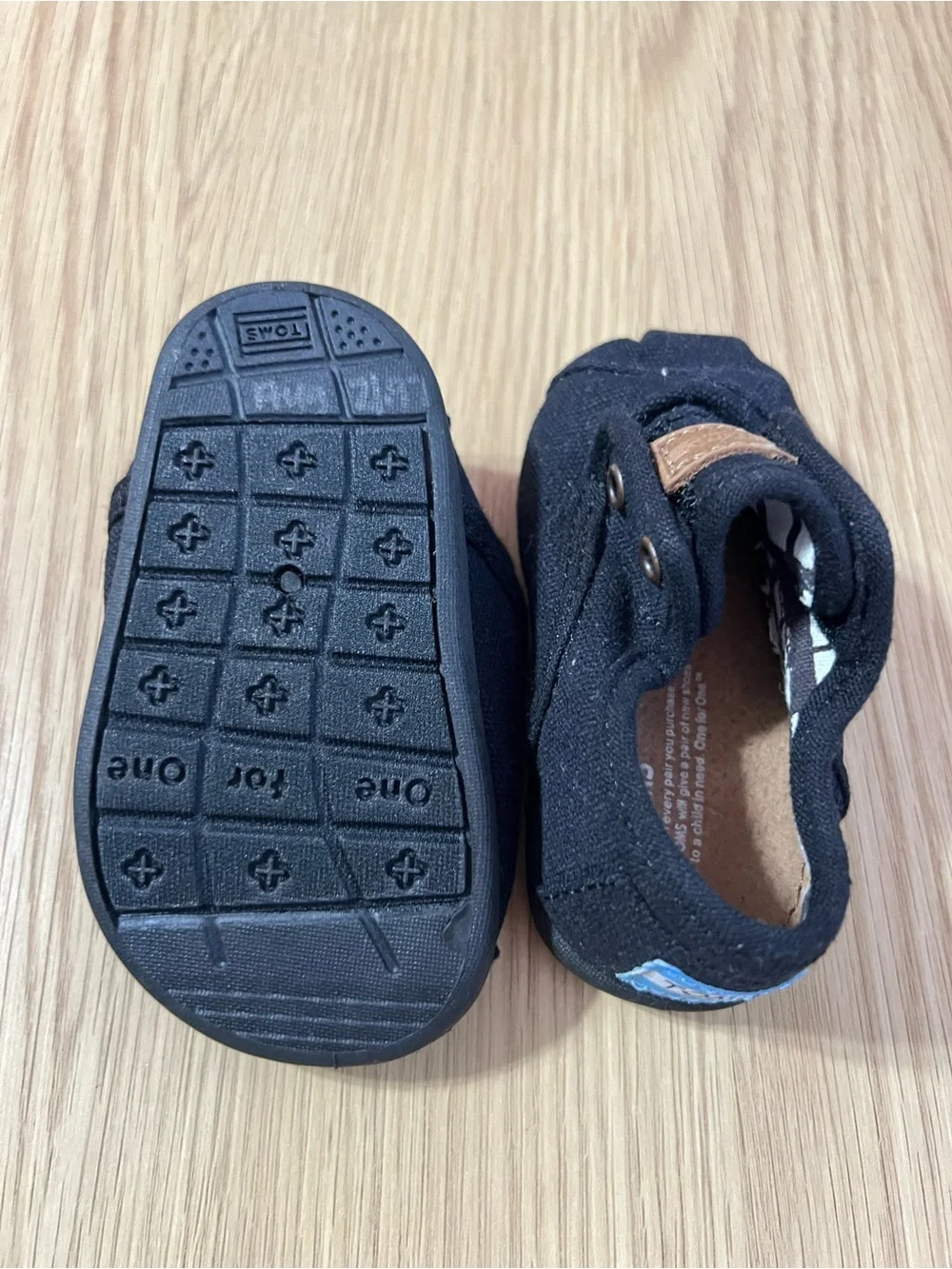 Toms Black Canvas Slip-On Baby & Walker Shoes
